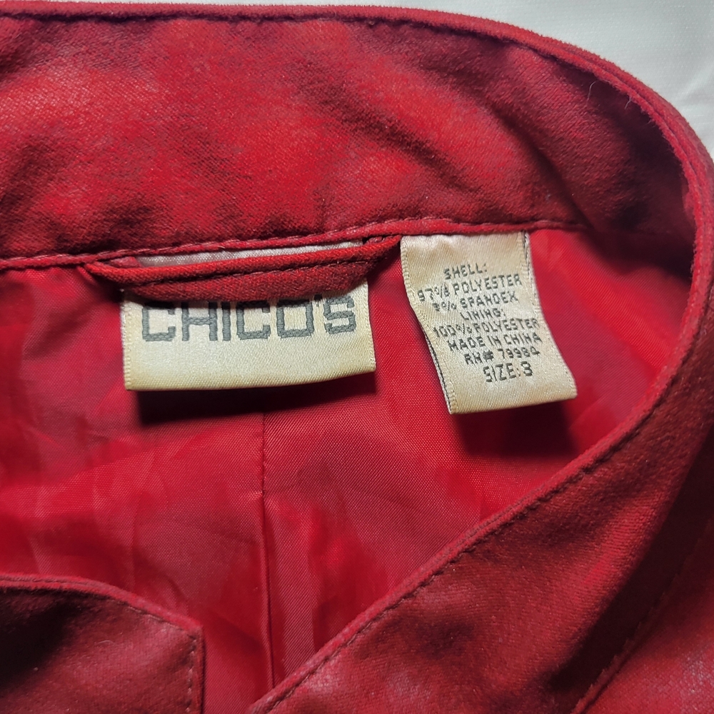 Chico's Red/maroon Jacket 3/4 Sleeve - Picture 2 of 5